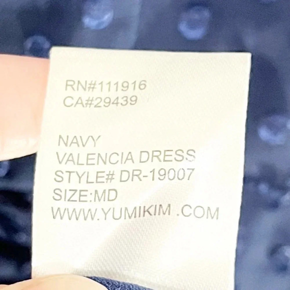 Yumi Kim Navy Blue Swiss Dot Drop Waist Valencia Dress Women's Size Medium NWT - Picture 9 of 9